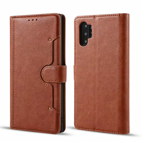 Coque Portefeuille Livre Cuir Etui Clapet T02 pour Samsung Galaxy Note 10 Plus 5G Marron