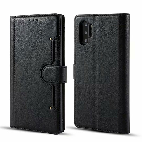 Coque Portefeuille Livre Cuir Etui Clapet T02 pour Samsung Galaxy Note 10 Plus Noir