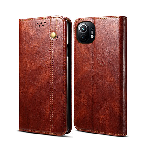 Coque Portefeuille Livre Cuir Etui Clapet T02 pour Xiaomi Mi 11 5G Marron