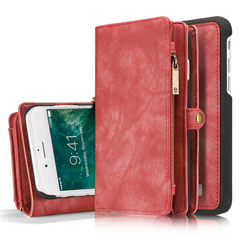 Coque Portefeuille Livre Cuir Etui Clapet T03 pour Apple iPhone 7 Plus Rouge