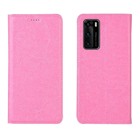 Coque Portefeuille Livre Cuir Etui Clapet T03 pour Huawei P40 Rose