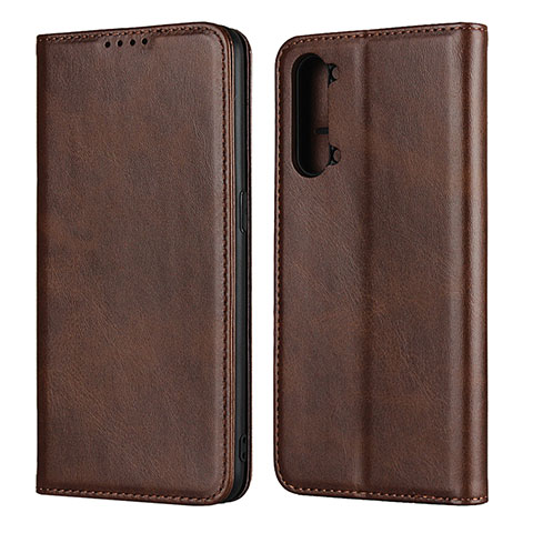 Coque Portefeuille Livre Cuir Etui Clapet T03 pour Oppo F15 Marron