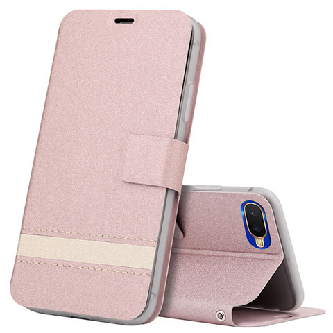 Coque Portefeuille Livre Cuir Etui Clapet T03 pour Oppo K1 Or Rose