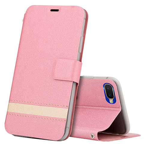 Coque Portefeuille Livre Cuir Etui Clapet T03 pour Oppo K1 Rose