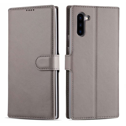 Coque Portefeuille Livre Cuir Etui Clapet T03 pour Samsung Galaxy Note 10 Gris