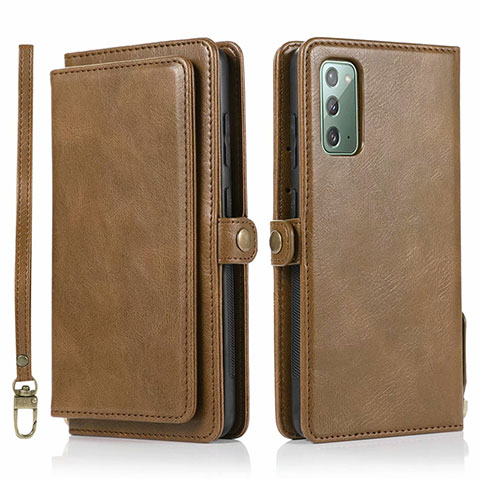 Coque Portefeuille Livre Cuir Etui Clapet T03 pour Samsung Galaxy Note 20 5G Marron