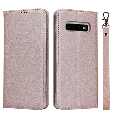 Coque Portefeuille Livre Cuir Etui Clapet T03 pour Samsung Galaxy S10 5G Or Rose