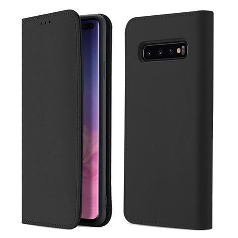 Coque Portefeuille Livre Cuir Etui Clapet T03 pour Samsung Galaxy S10 Plus Noir