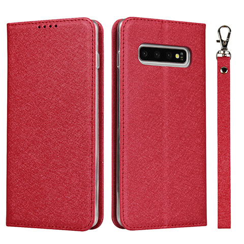 Coque Portefeuille Livre Cuir Etui Clapet T03 pour Samsung Galaxy S10 Rouge