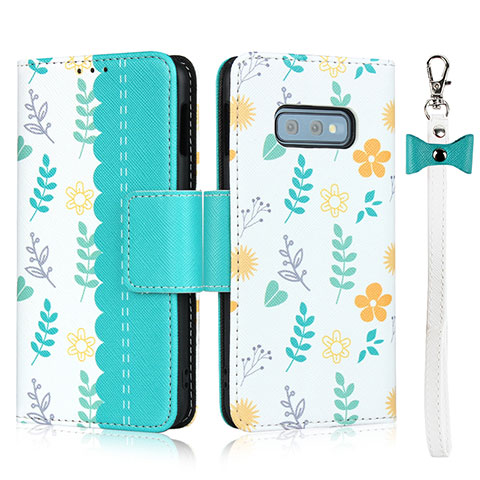 Coque Portefeuille Livre Cuir Etui Clapet T03 pour Samsung Galaxy S10e Cyan