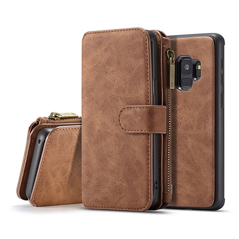 Coque Portefeuille Livre Cuir Etui Clapet T03 pour Samsung Galaxy S9 Marron