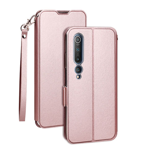 Coque Portefeuille Livre Cuir Etui Clapet T03 pour Xiaomi Mi 10 Or Rose