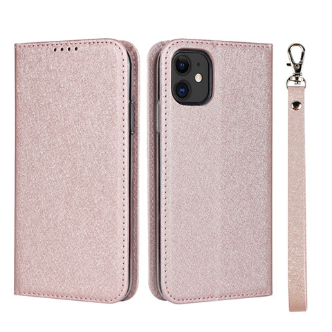 Coque Portefeuille Livre Cuir Etui Clapet T04 pour Apple iPhone 11 Or Rose