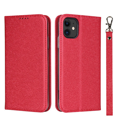 Coque Portefeuille Livre Cuir Etui Clapet T04 pour Apple iPhone 11 Rouge