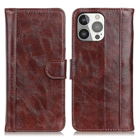 Coque Portefeuille Livre Cuir Etui Clapet T04 pour Apple iPhone 14 Pro Marron