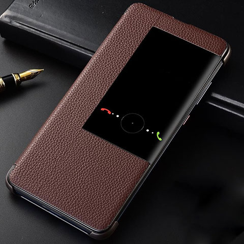 Coque Portefeuille Livre Cuir Etui Clapet T04 pour Huawei Mate 20 Marron