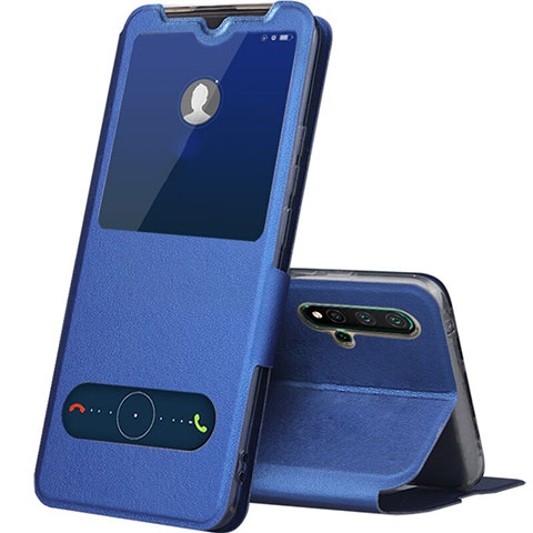 Coque Portefeuille Livre Cuir Etui Clapet T04 pour Huawei Nova 5 Bleu