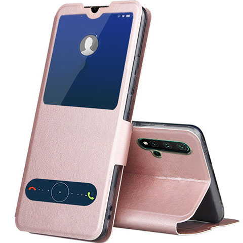 Coque Portefeuille Livre Cuir Etui Clapet T04 pour Huawei Nova 5 Or Rose