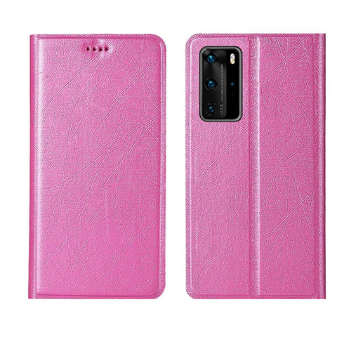 Coque Portefeuille Livre Cuir Etui Clapet T04 pour Huawei P40 Pro Rose