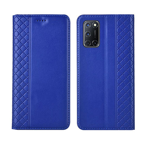 Coque Portefeuille Livre Cuir Etui Clapet T04 pour Oppo A52 Bleu