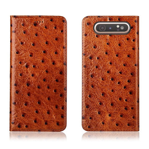 Coque Portefeuille Livre Cuir Etui Clapet T04 pour Samsung Galaxy A90 4G Orange