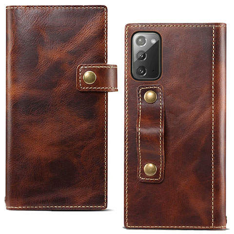 Coque Portefeuille Livre Cuir Etui Clapet T04 pour Samsung Galaxy Note 20 5G Marron