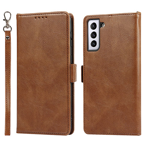 Coque Portefeuille Livre Cuir Etui Clapet T04D pour Samsung Galaxy S21 5G Marron