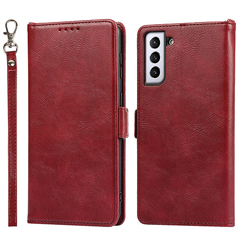 Coque Portefeuille Livre Cuir Etui Clapet T04D pour Samsung Galaxy S21 FE 5G Rouge