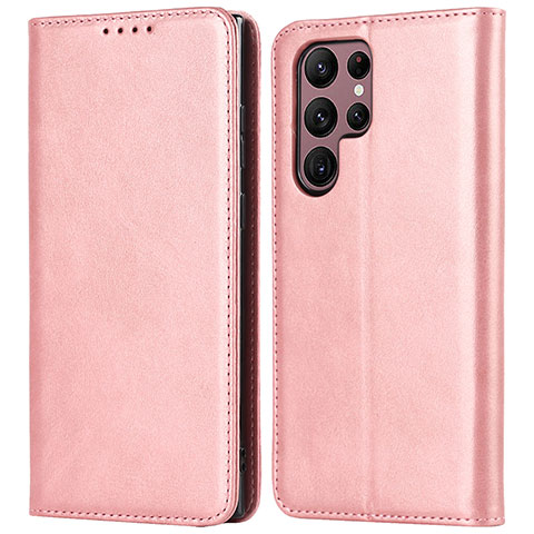 Coque Portefeuille Livre Cuir Etui Clapet T04D pour Samsung Galaxy S21 Ultra 5G Or Rose