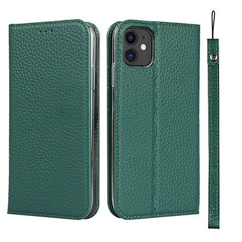 Coque Portefeuille Livre Cuir Etui Clapet T05 pour Apple iPhone 11 Vert