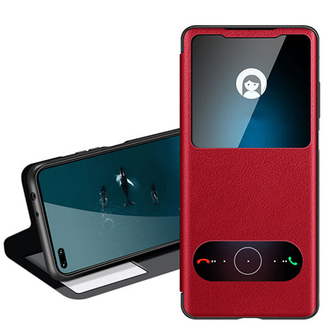 Coque Portefeuille Livre Cuir Etui Clapet T05 pour Huawei Honor V30 Pro 5G Rouge