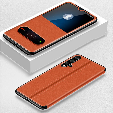 Coque Portefeuille Livre Cuir Etui Clapet T05 pour Huawei Nova 5 Orange