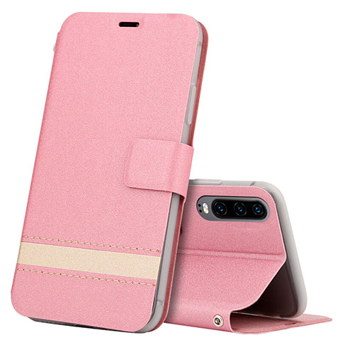 Coque Portefeuille Livre Cuir Etui Clapet T05 pour Huawei P30 Rose