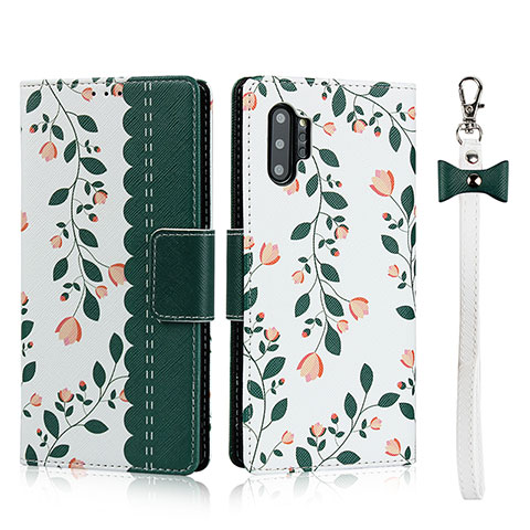 Coque Portefeuille Livre Cuir Etui Clapet T05 pour Samsung Galaxy Note 10 Plus Vert