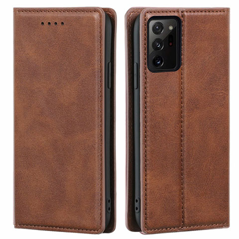 Coque Portefeuille Livre Cuir Etui Clapet T05 pour Samsung Galaxy Note 20 Ultra 5G Marron