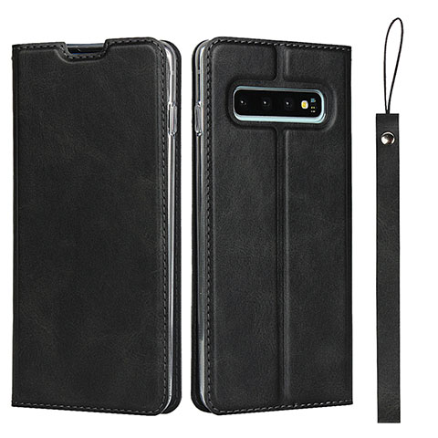 Coque Portefeuille Livre Cuir Etui Clapet T05 pour Samsung Galaxy S10 Noir