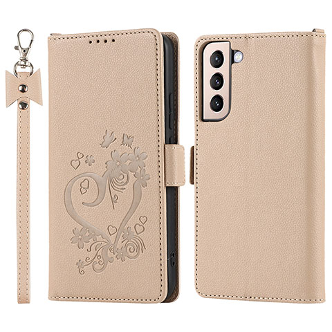 Coque Portefeuille Livre Cuir Etui Clapet T05D pour Samsung Galaxy S22 5G Or