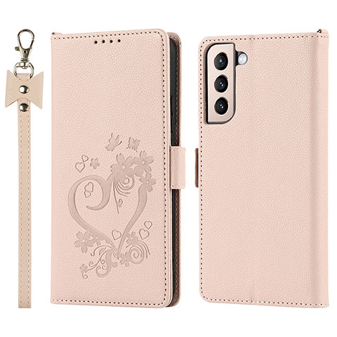 Coque Portefeuille Livre Cuir Etui Clapet T05D pour Samsung Galaxy S22 5G Rose