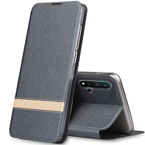 Coque Portefeuille Livre Cuir Etui Clapet T06 pour Huawei Nova 5 Pro Gris