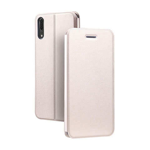 Coque Portefeuille Livre Cuir Etui Clapet T06 pour Huawei P20 Or