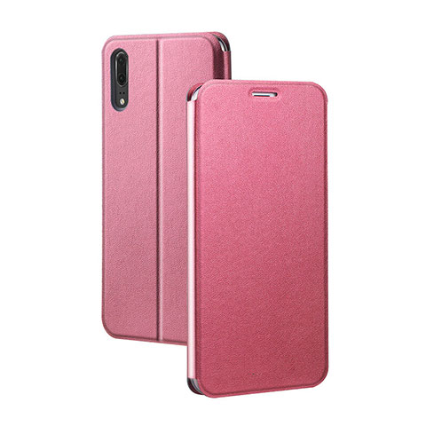 Coque Portefeuille Livre Cuir Etui Clapet T06 pour Huawei P20 Rose