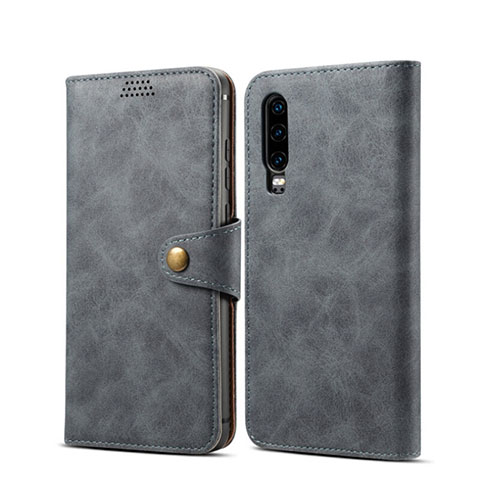 Coque Portefeuille Livre Cuir Etui Clapet T06 pour Huawei P30 Gris