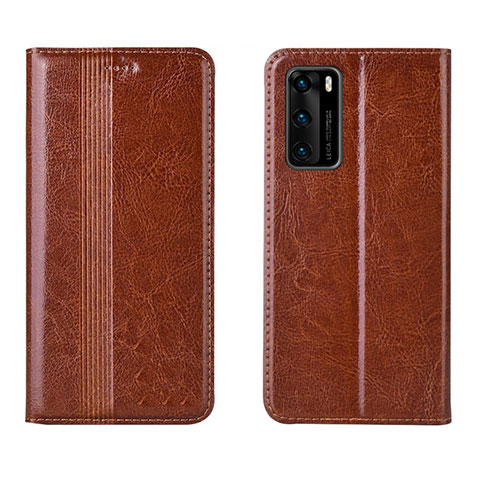 Coque Portefeuille Livre Cuir Etui Clapet T06 pour Huawei P40 Orange