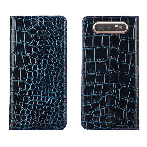 Coque Portefeuille Livre Cuir Etui Clapet T06 pour Samsung Galaxy A80 Bleu