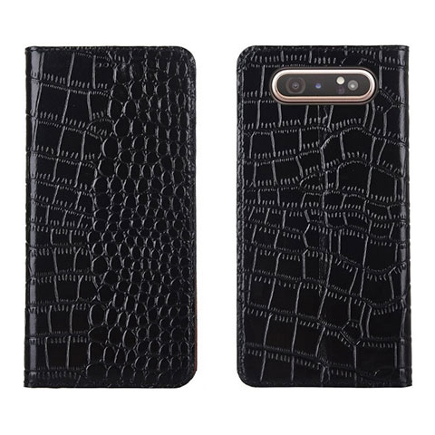 Coque Portefeuille Livre Cuir Etui Clapet T06 pour Samsung Galaxy A80 Noir