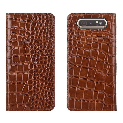 Coque Portefeuille Livre Cuir Etui Clapet T06 pour Samsung Galaxy A80 Orange