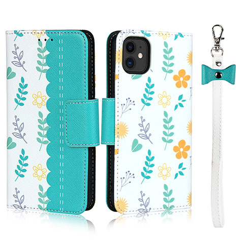 Coque Portefeuille Livre Cuir Etui Clapet T07 pour Apple iPhone 11 Cyan