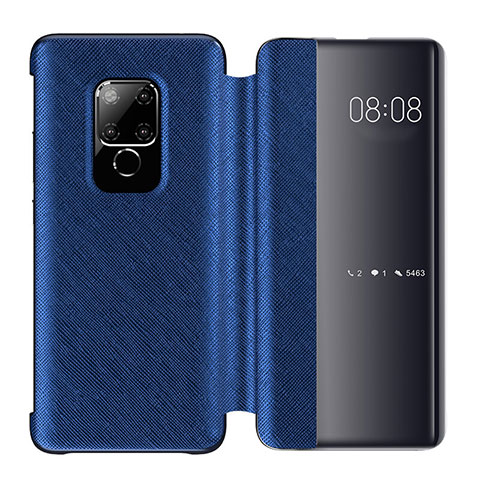 Coque Portefeuille Livre Cuir Etui Clapet T07 pour Huawei Mate 20 Bleu