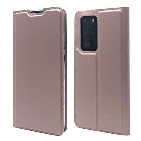 Coque Portefeuille Livre Cuir Etui Clapet T07 pour Huawei P40 Pro Or Rose