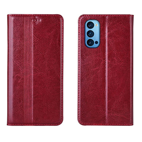 Coque Portefeuille Livre Cuir Etui Clapet T07 pour Oppo Reno4 5G Rouge